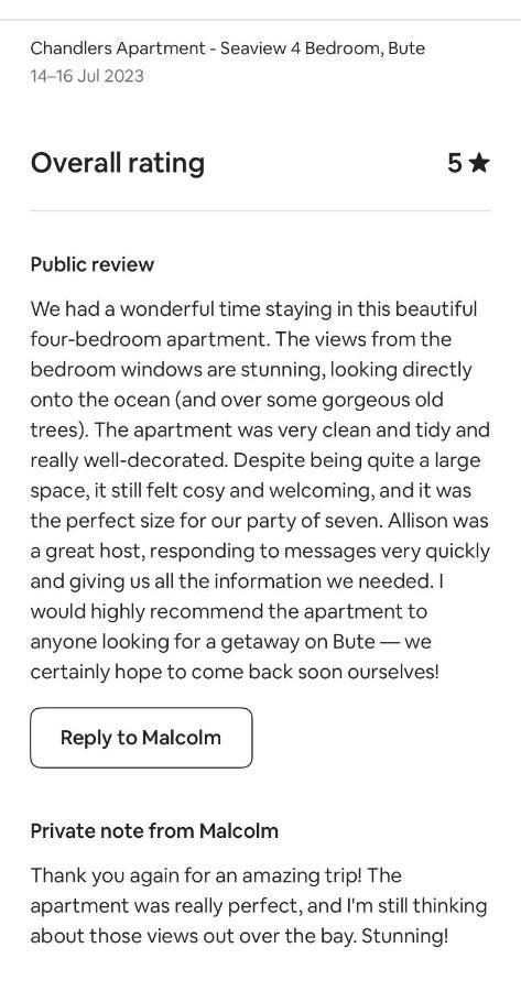 Chandlers Apartment Ascog Ngoại thất bức ảnh